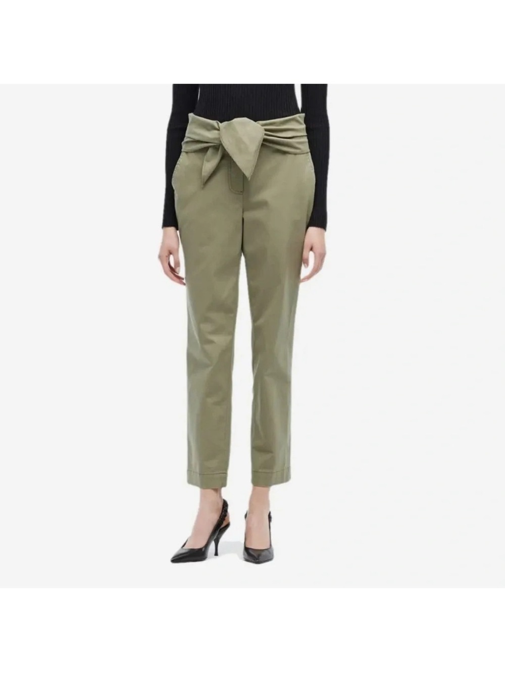 Derek Lam Crosby Sage Tie-Waist Straight Pants